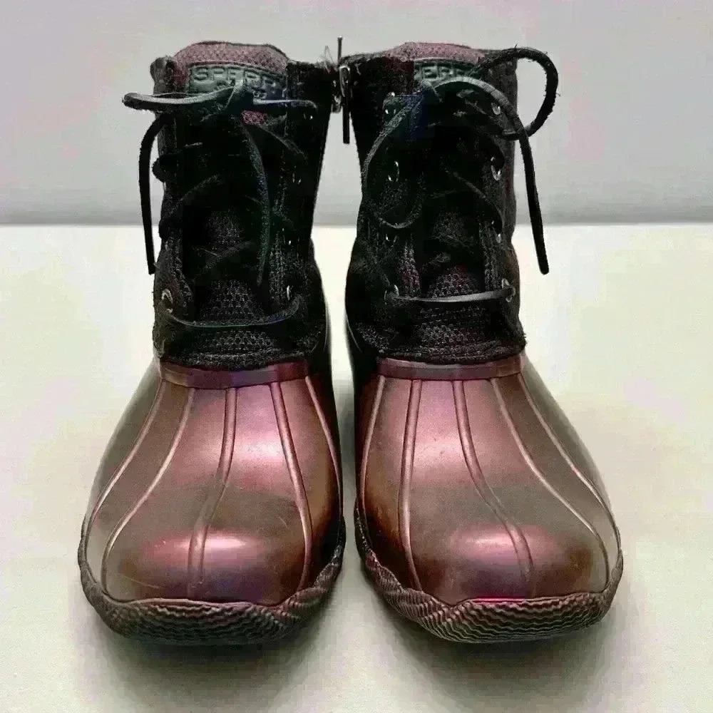 Sperry Waterproof Metallic Grape Rubber Duck Boot Sz 7 - Picture 6 of 7